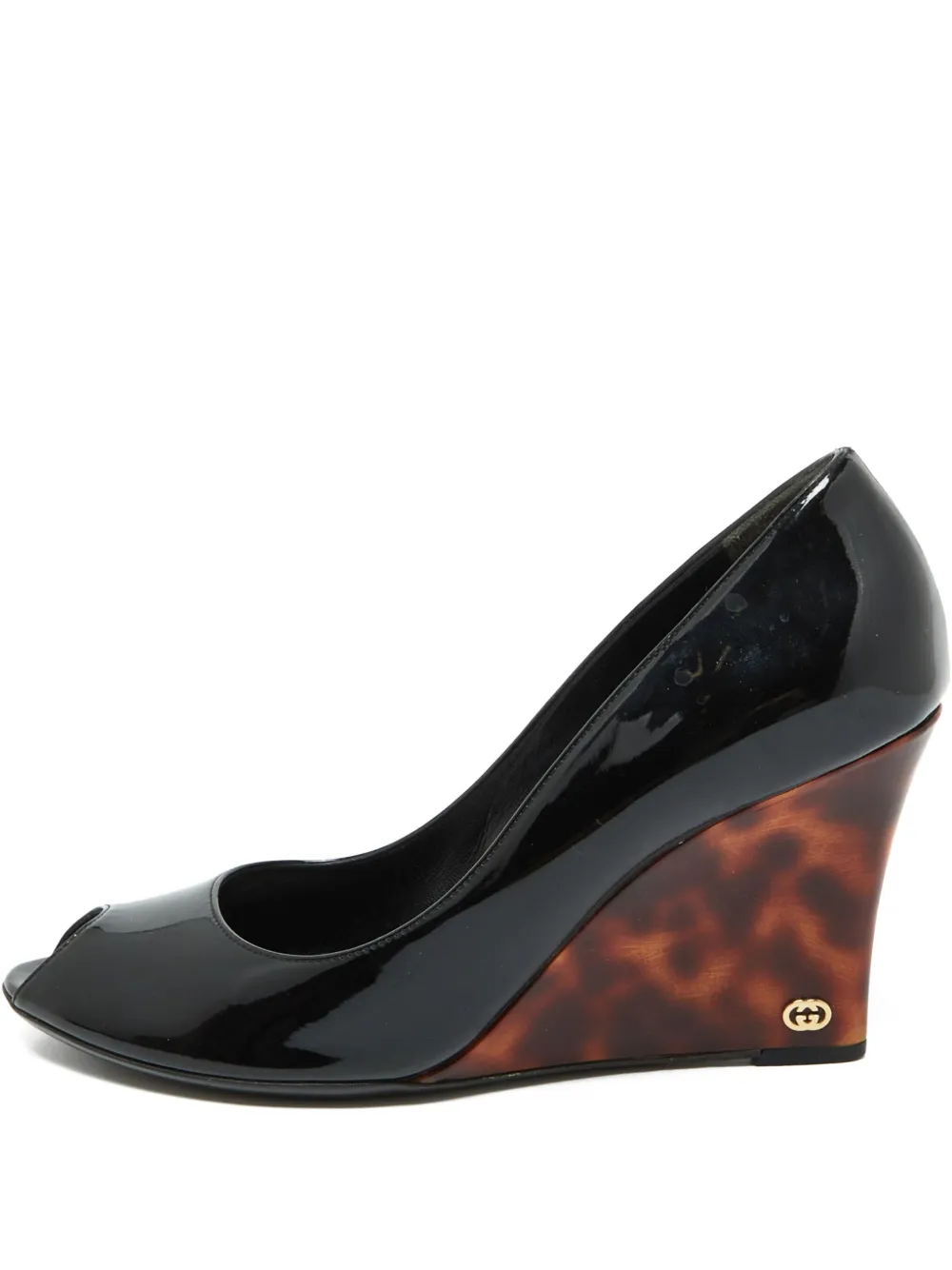 Pre-owned Gucci 90mm Patent Wedged Pumps