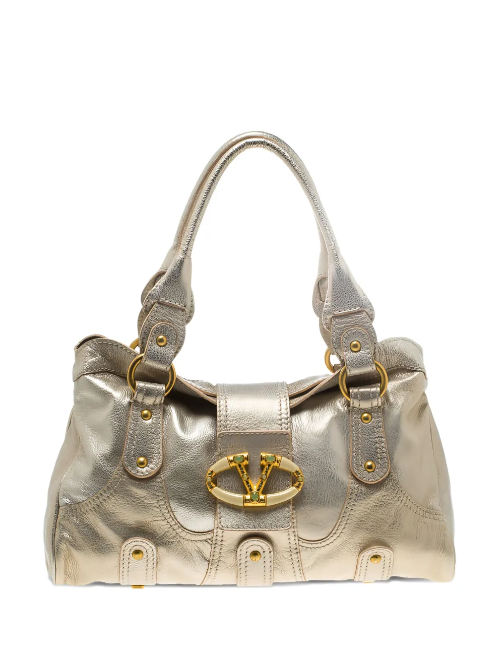 Valentino Garavani Pre-Owned Leather Crystal Catch shoulder bag | Gold | Image 1