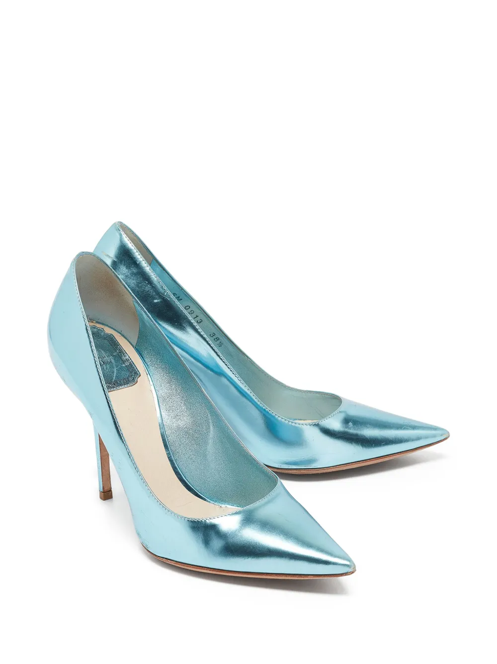 Christian Dior Pre-Owned 105 mm metallic pumps - Blauw