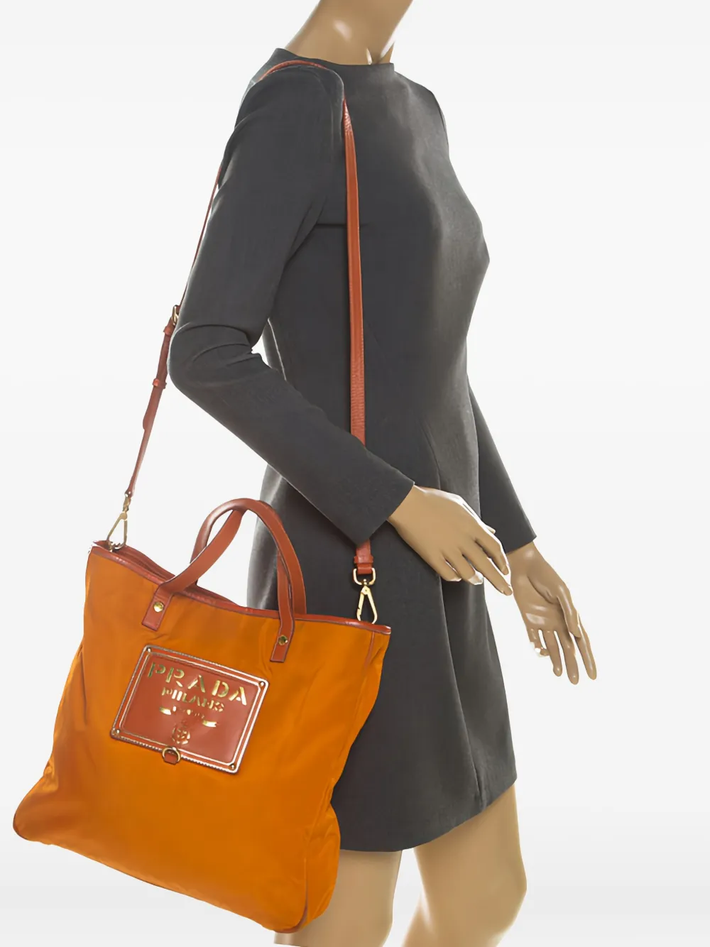 Prada Pre-Owned laser-cut logo tote bag | Orange | Image 1