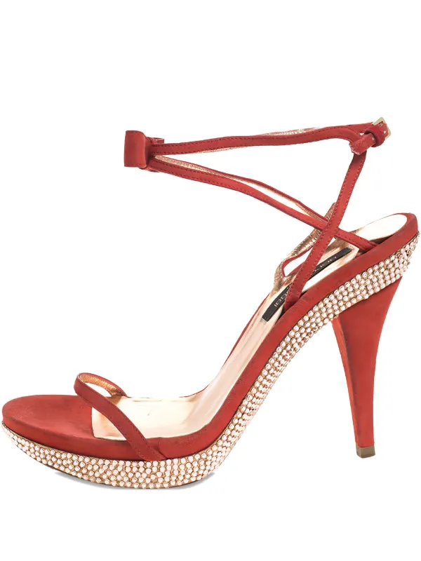 Sergio Rossi Vintage ラインストーン サンダル | レッド | FARFETCH JP