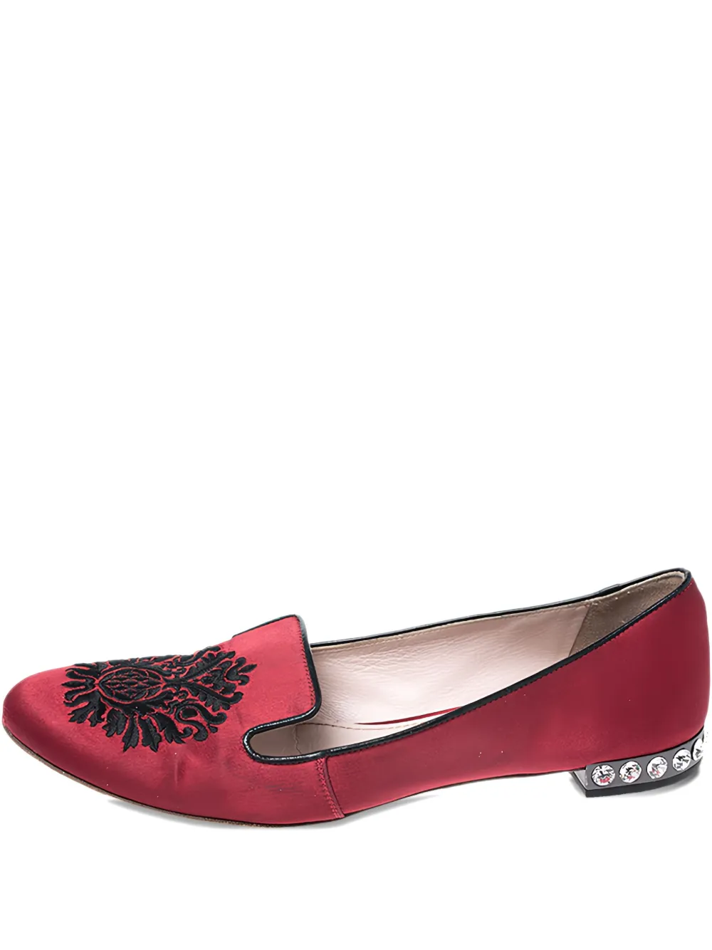 Miu Miu Pre-Owned embroidered crystal pumps - Rosso