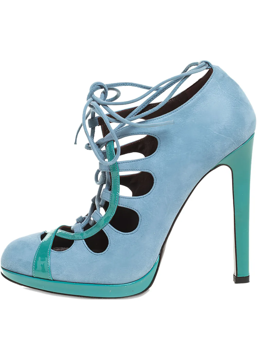 Roberto Cavalli Vintage 125mm patent leather lace-up pumps - ブルー Roberto Cavalli Vintage 125mm patent leather lace-up pumps - ブルー