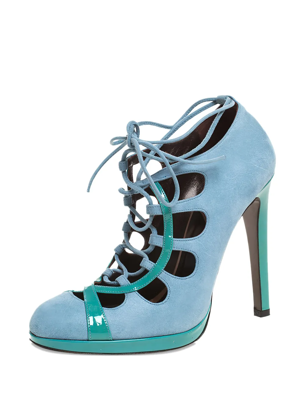 Roberto Cavalli Vintage 125 mm lakleren pumps met veters - Blauw