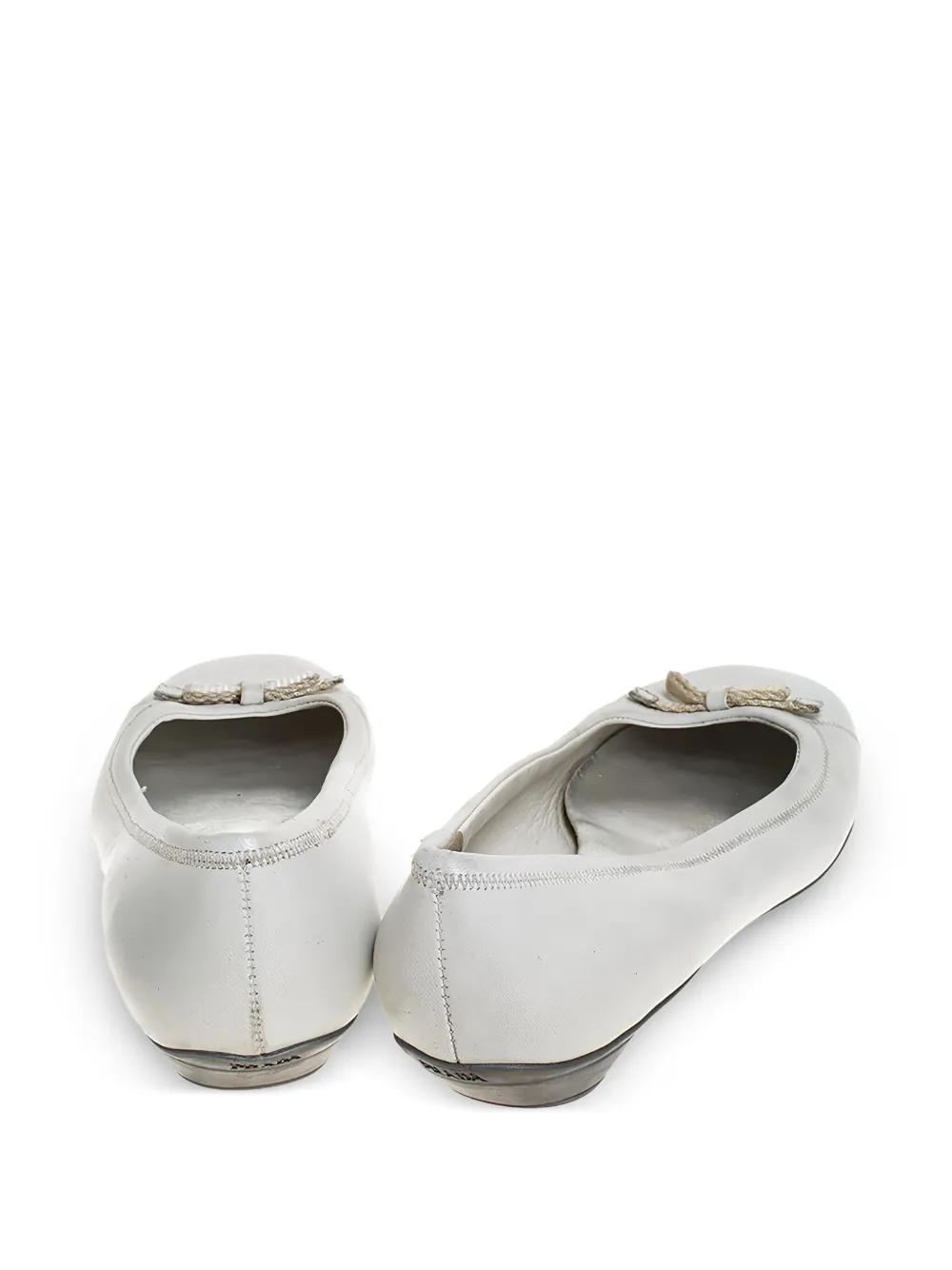 Prada Pre-Owned Leren ballerina's met strikdetail - Wit
