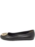 Tory Burch pre-owned Minnie logo-plaque ballet flats - Black