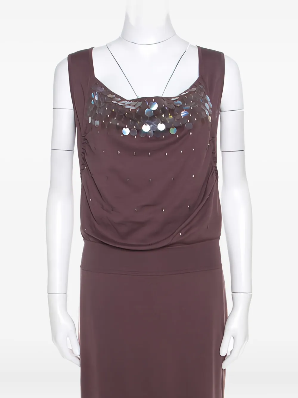 Escada Pre-Owned 2015s sleeveless sequin-embellished dress - Marrone