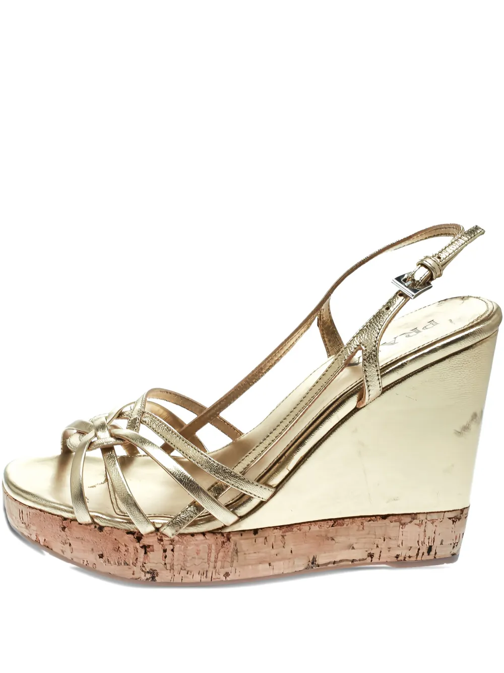 Pre-owned Prada 110mm Leather Wedge Sandals