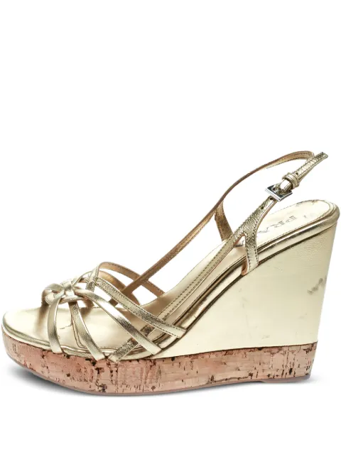 Prada Pre-Owned sandalias de piel con cuña de 110mm
