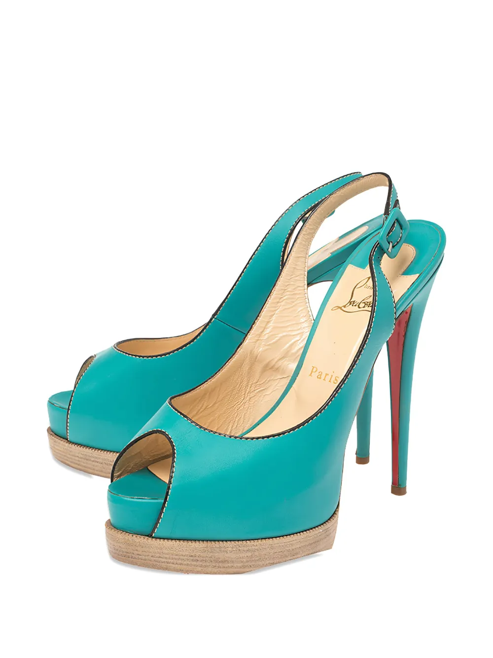 Christian Louboutin Pre-Owned Slingback sandalen met open neus - Groen