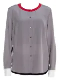 Escada Pre-Owned Nendi contrasting-trim button-up blouse - Grey