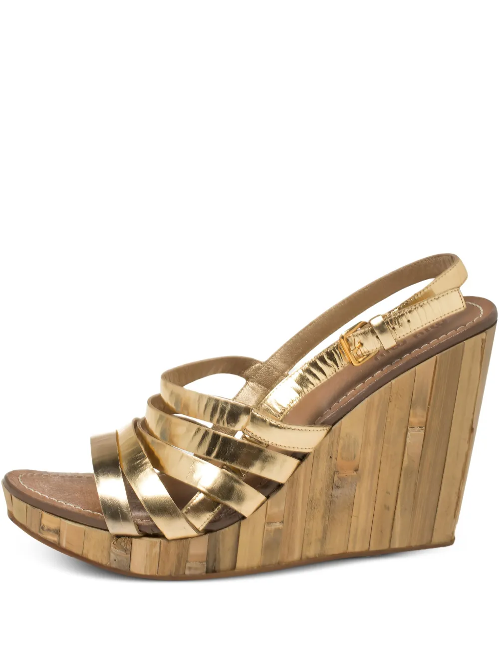 Miu Miu Pre-Owned 115mm bamboo-wedge sandals | Gold | Image 1