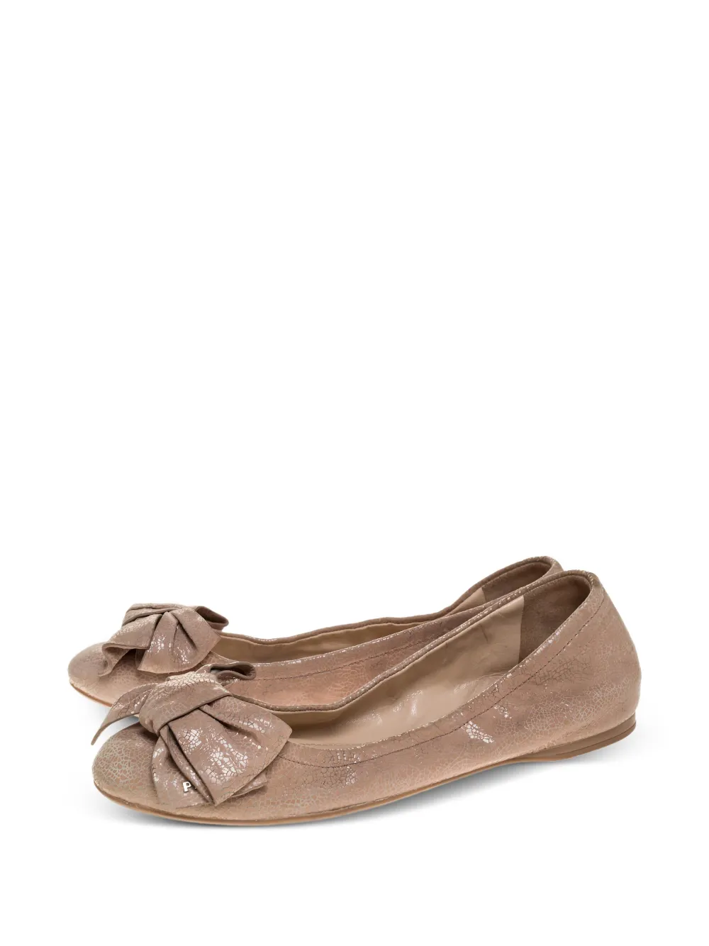 Prada Pre-Owned Ballerina's verfraaid met strik - Beige