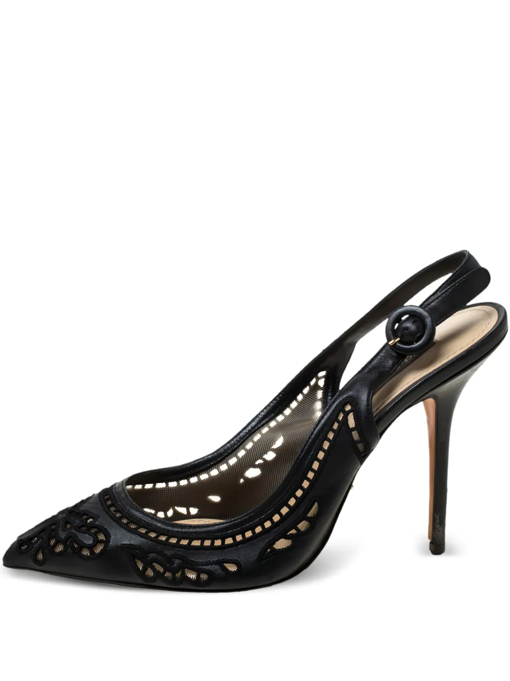 Dolce & Gabbana Pre-Owned 110mm Anglaise embroidered slingback sandals | Black | Image 1
