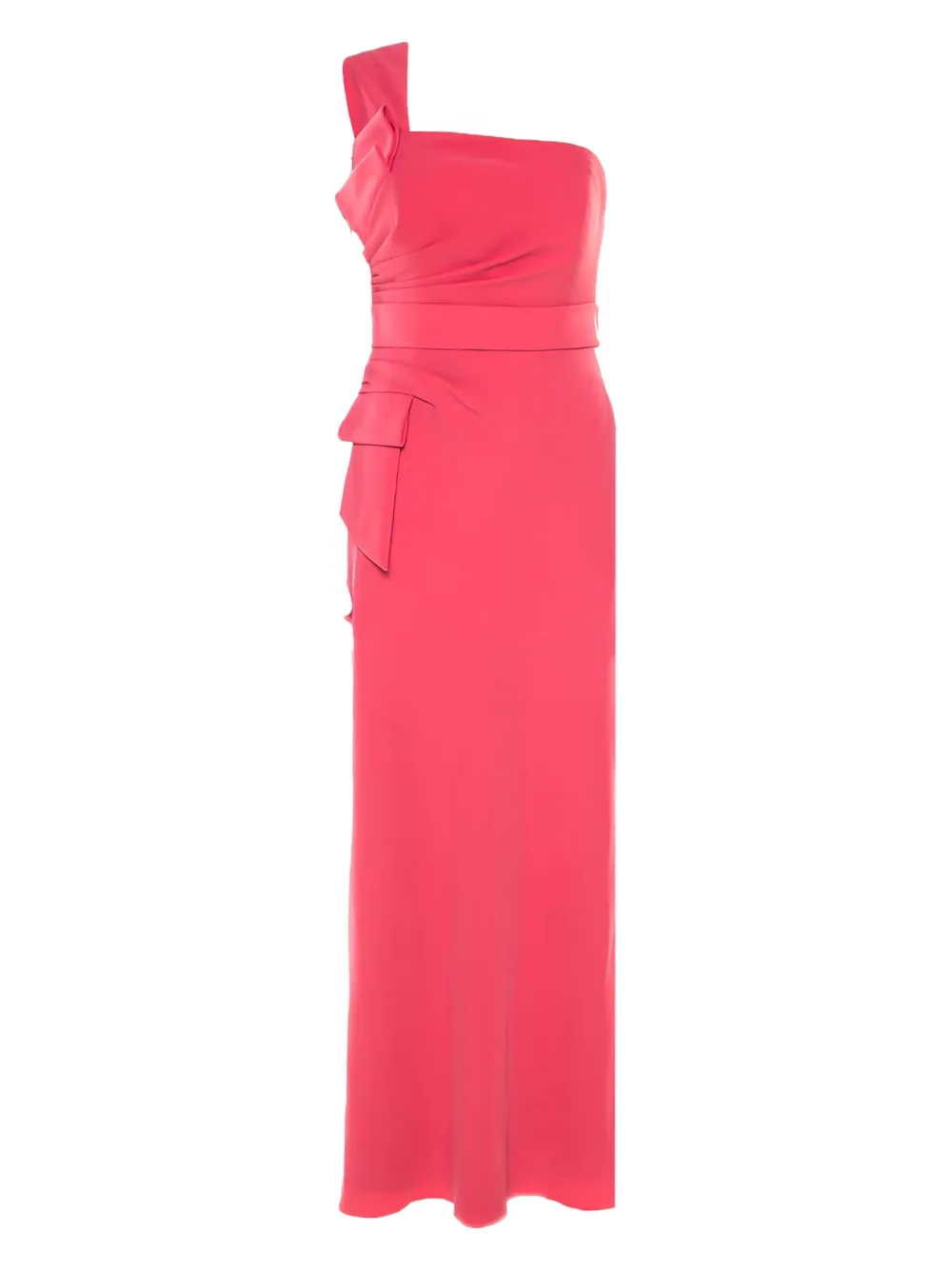 Armani Vintage robe plissée à design à une épaule - Rouge