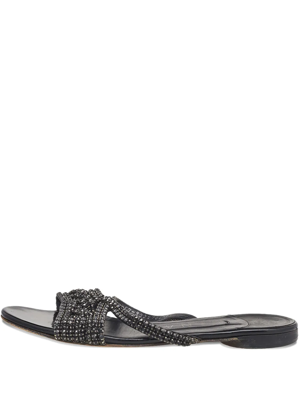 Gina pre-owned crystal-embellished leather sandals | Black | Image 1