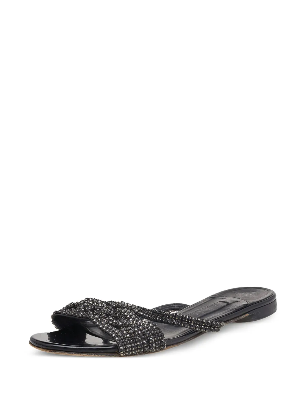 Gina Pre-owned leren sandalen verfraaid met kristallen - Zwart