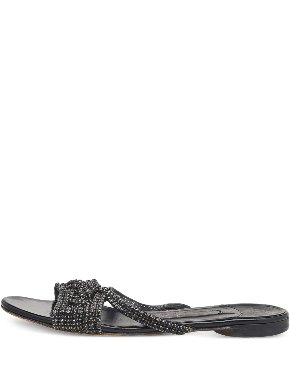 Gina pre-owned crystal-embellished leather sandals - Nero