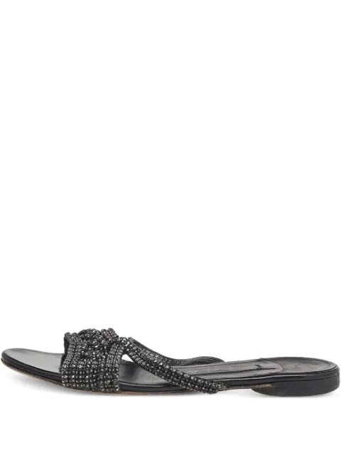 Gina pre-owned crystal-embellished leather sandals