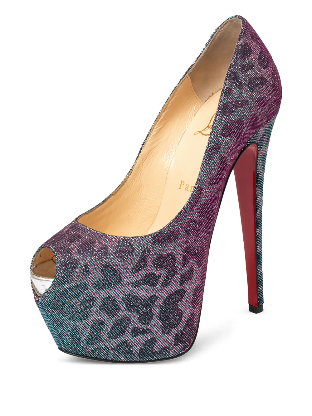 Christian Louboutin Pre-Owned zapatillas con estampado de leopardo y tacón de 155mm | Image 2
