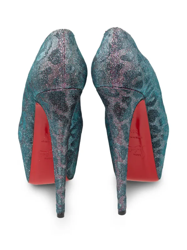 Christian Louboutin Pre-Owned 155mm leopard-print Pumps Blue