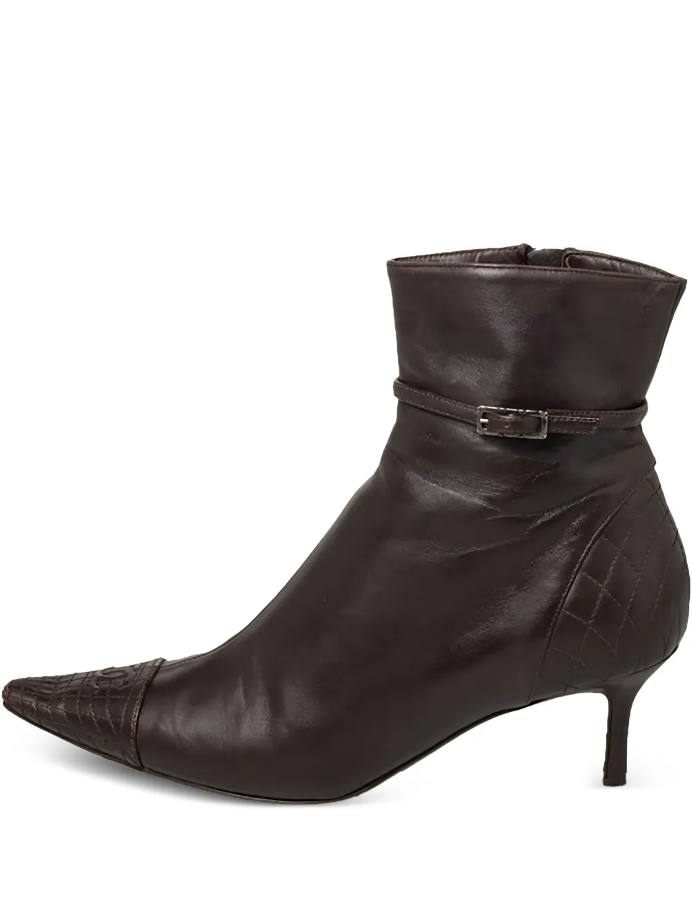 CHANEL Pre-Owned 60mm quilted leather ankle boots | Brown | Image 1