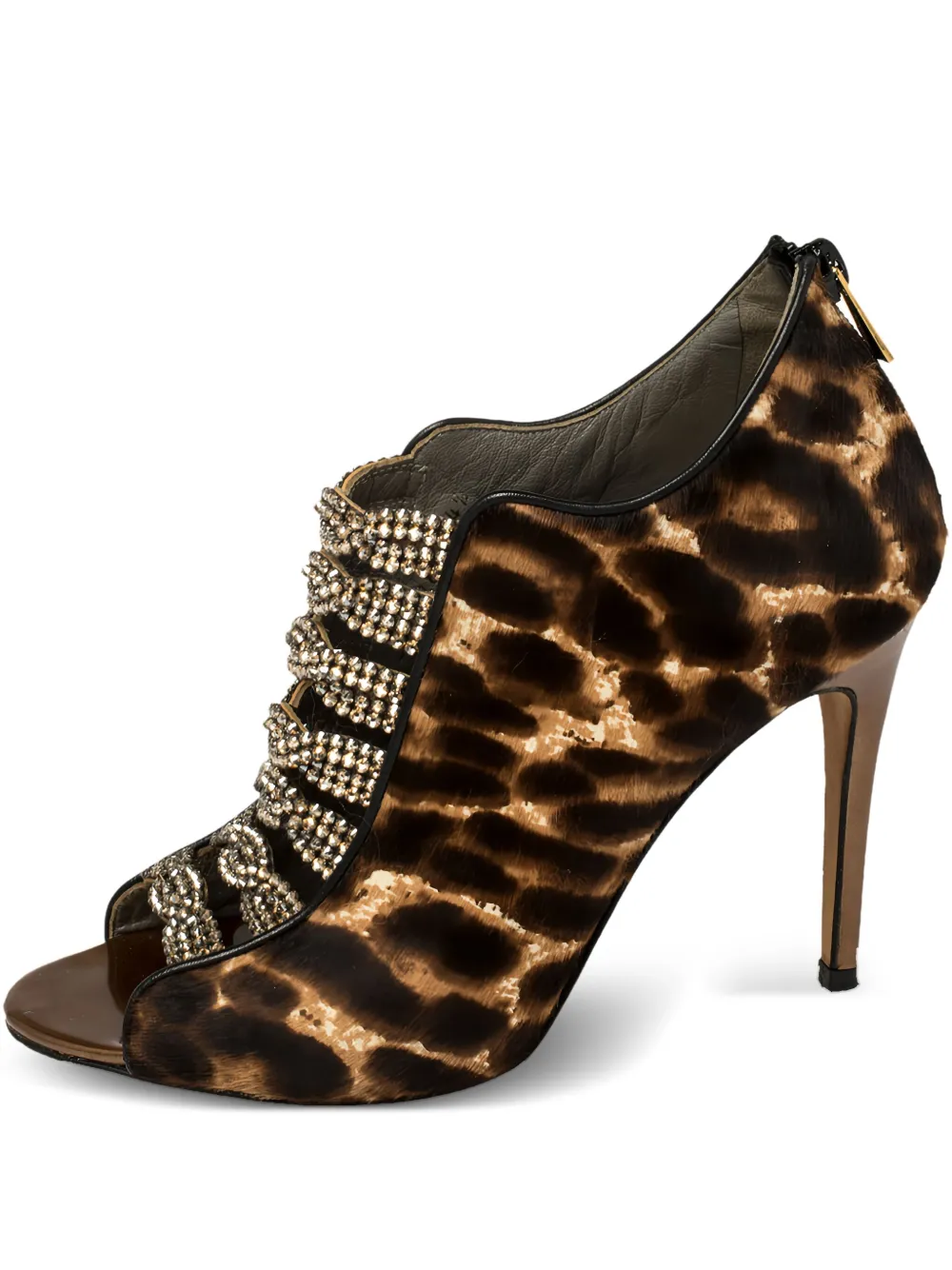 Gina leopard-print crystal sandals | Brown | Image 1