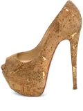 Christian Louboutin Pre-Owned cork-embellished peep-toe pumps - Neutrals