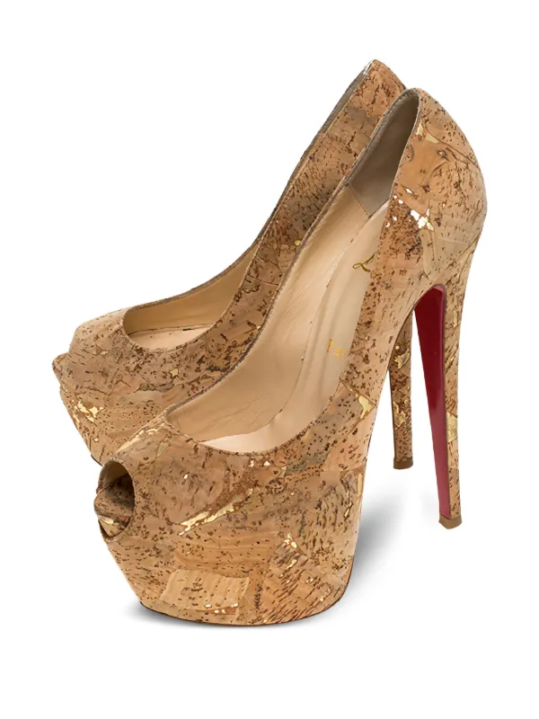 Christian Louboutin Pre-Owned cork-embellished peep-toe Pumps