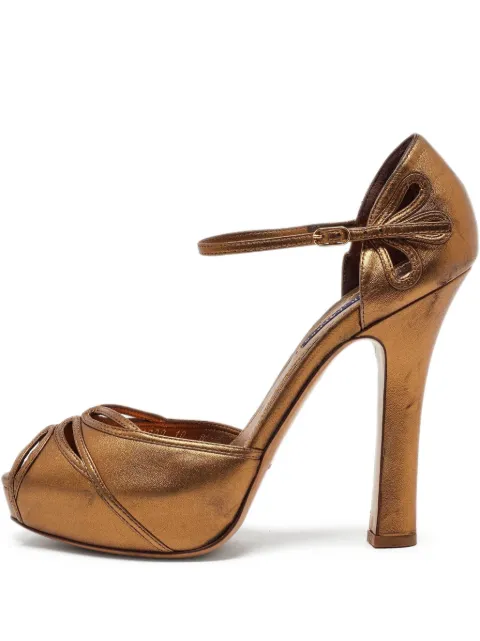 Ralph Lauren Vintage 135mm metallic leather peep-toe sandals