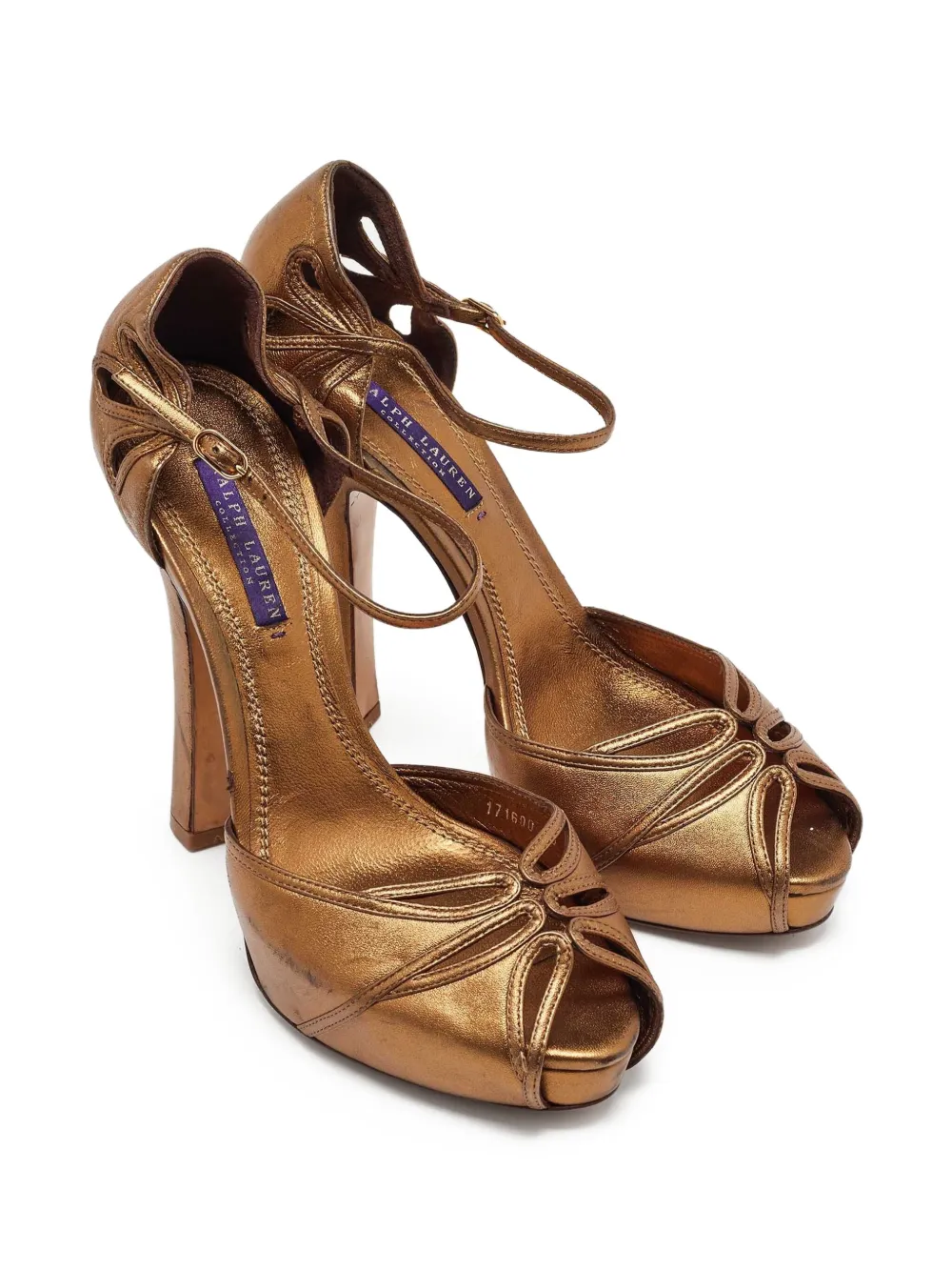 Ralph Lauren Vintage 135mm metallic leather peep-toe sandals | Image 2