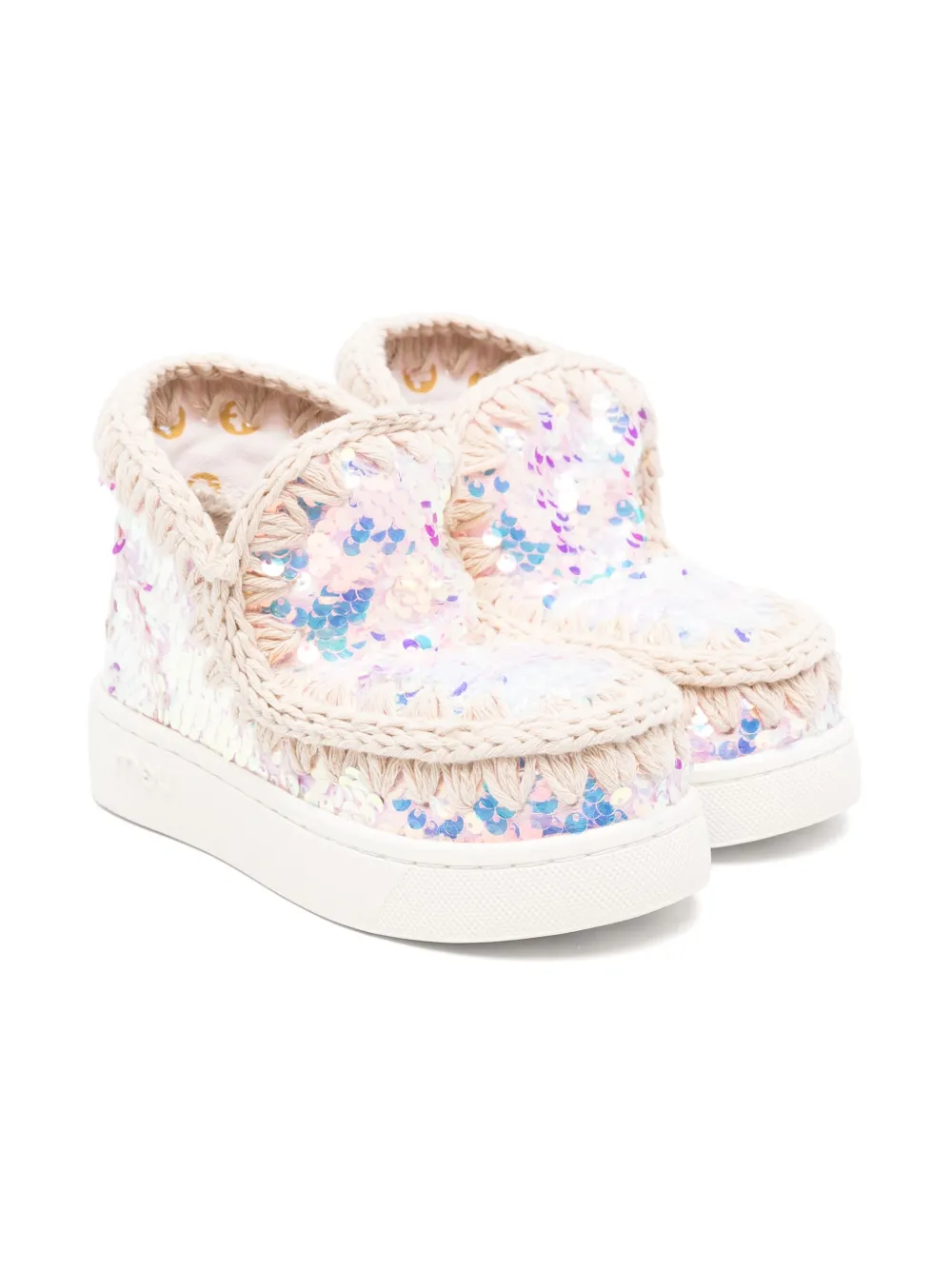 Mou Kids Gebreide enkellaarzen Beige