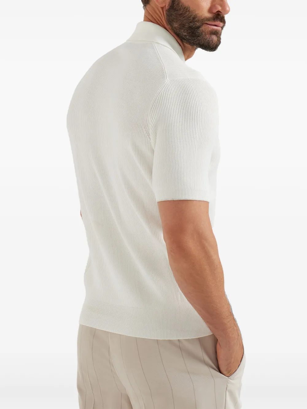 Brunello Cucinelli ribbed polo-neck sweater Wit