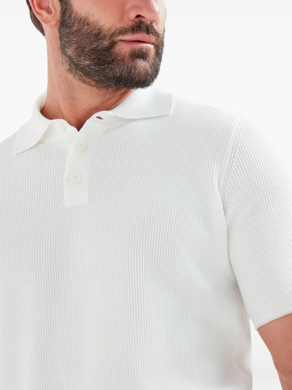 Brunello Cucinelli ribbed polo-neck sweater Wit