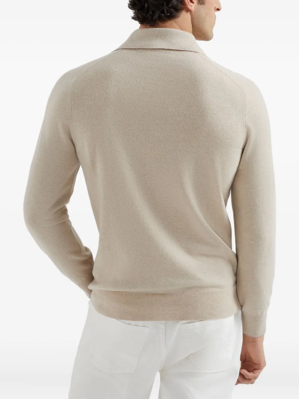 Brunello Cucinelli Poloshirt met lange mouwen Beige