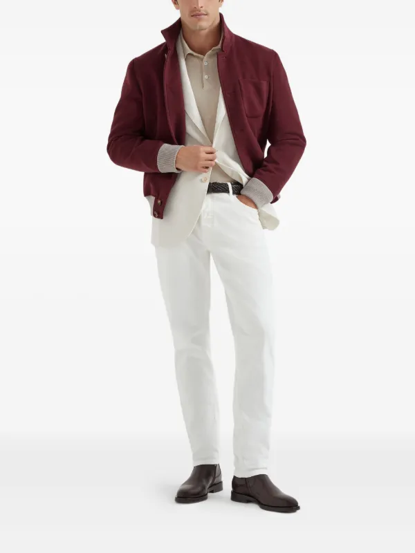 ブルネロクチネリ　ポロシャツ長袖　バーガンディ カラー Brunello Cucinelli ロングスリーブ ポロシャツ | ニュートラル