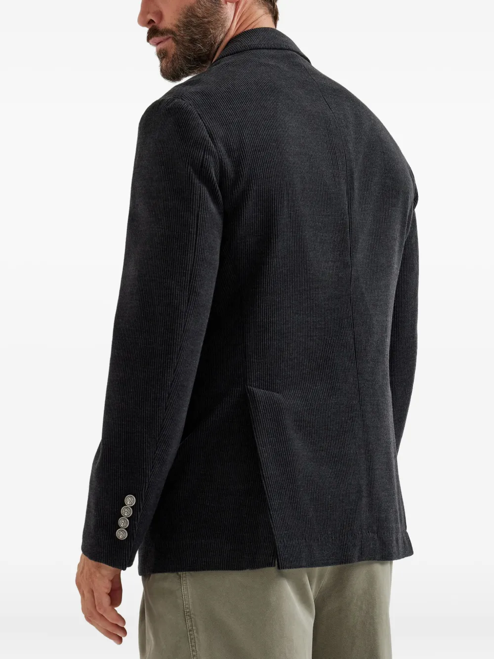 Brunello Cucinelli Ribfluwelen blazer met drie knopen Zwart