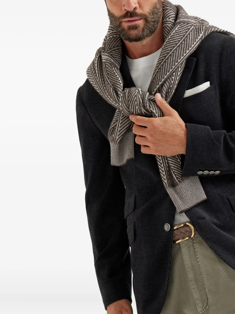 Brunello Cucinelli Ribfluwelen blazer met drie knopen Zwart