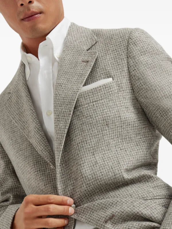 BRUNELLO CUCINELLI★素敵！Cropped checked blazer BRUNELLO CUCINELLI Cropped bead-embellished houndstooth wool