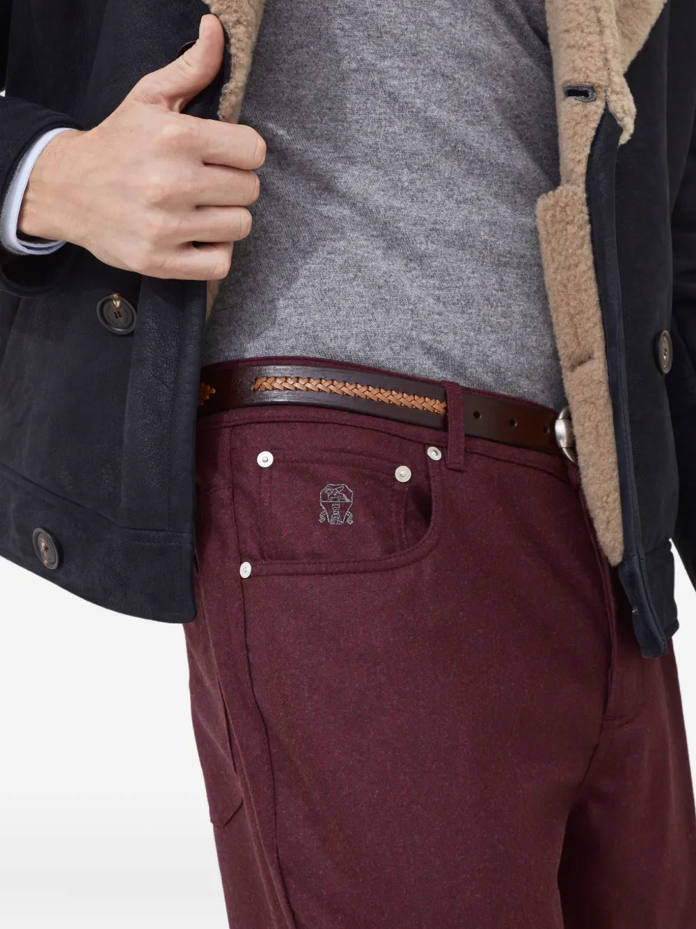 Brunello Cucinelli Broek met geborduurd logo Rood