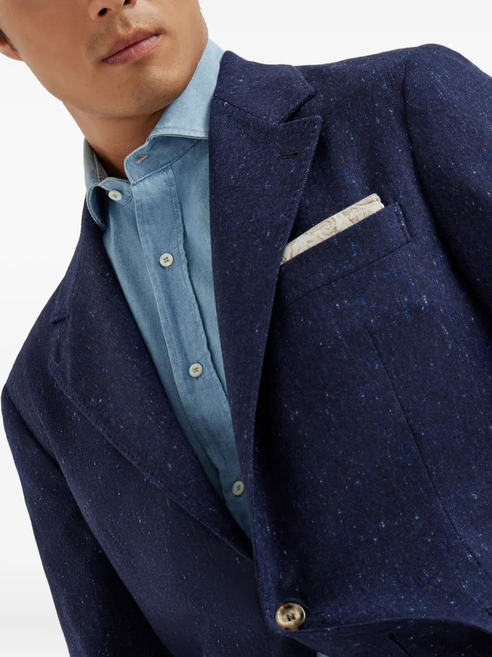 Brunello Cucinelli Blazer met enkele rij knopen Blauw