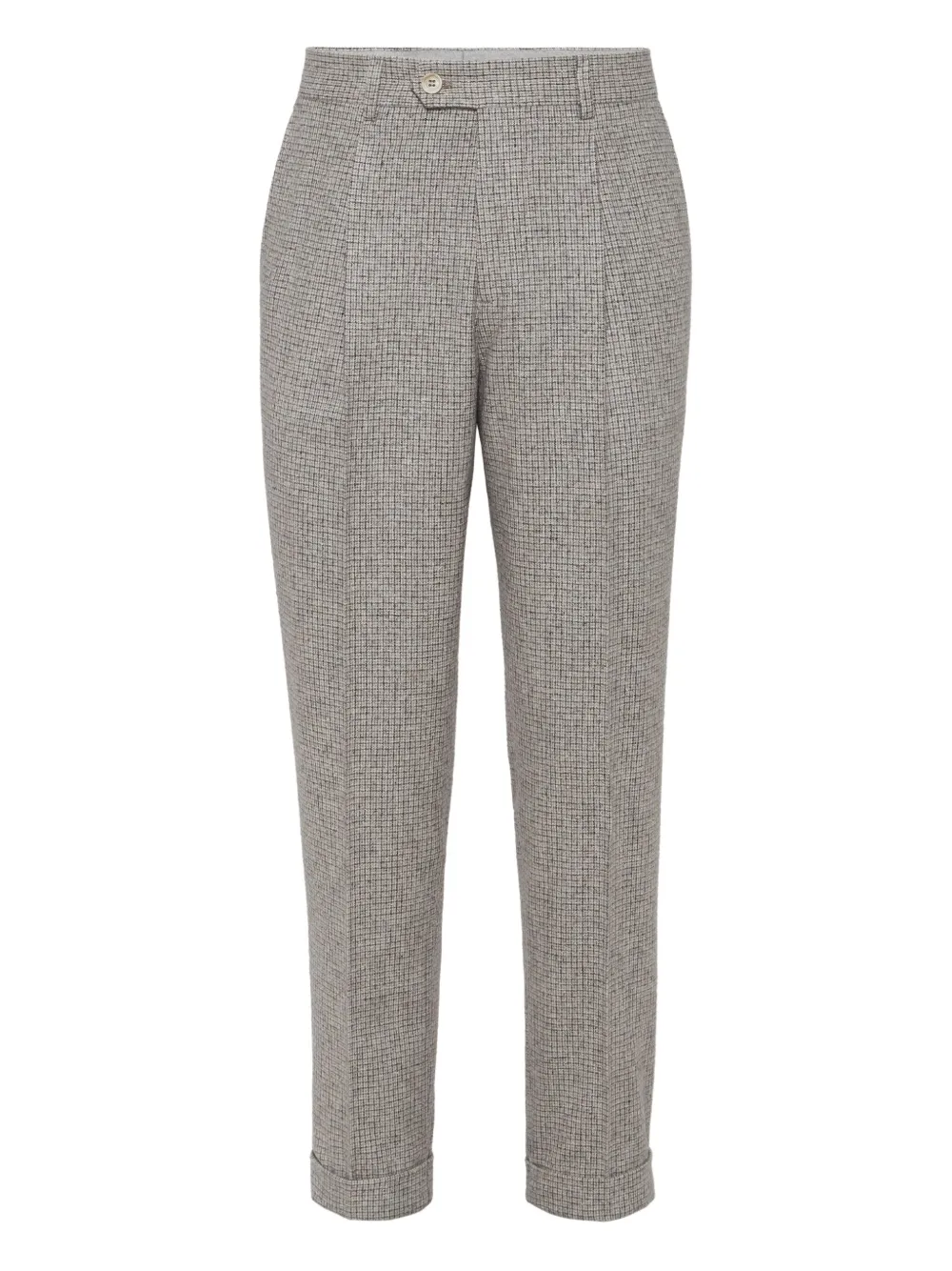Brunello Cucinelli Geruite broek met geplooide voorkant Beige