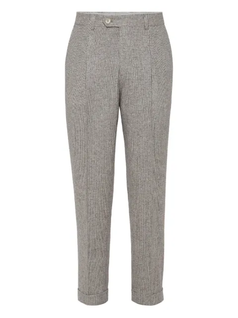Brunello Cucinelli pleated-front check-pattern trousers