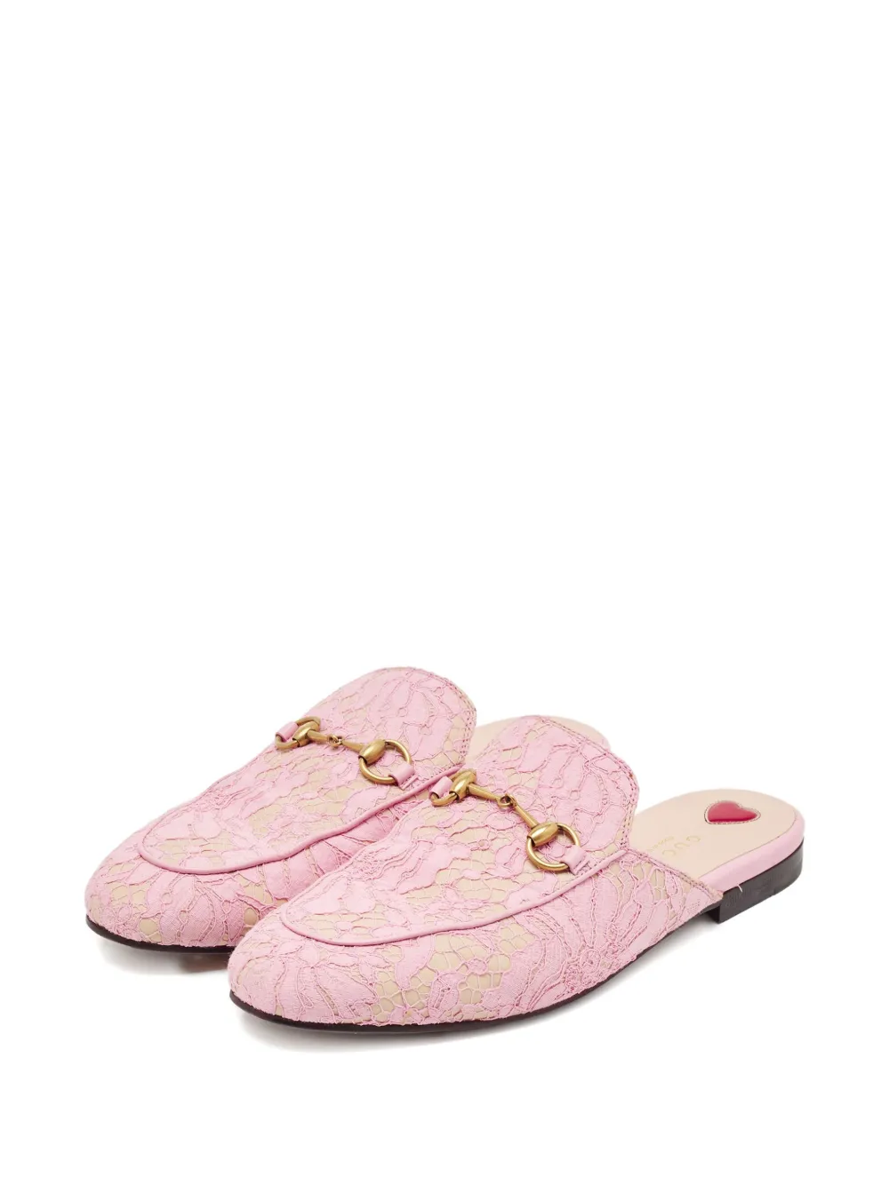 Pre-owned Gucci Lace Horsebit Mules