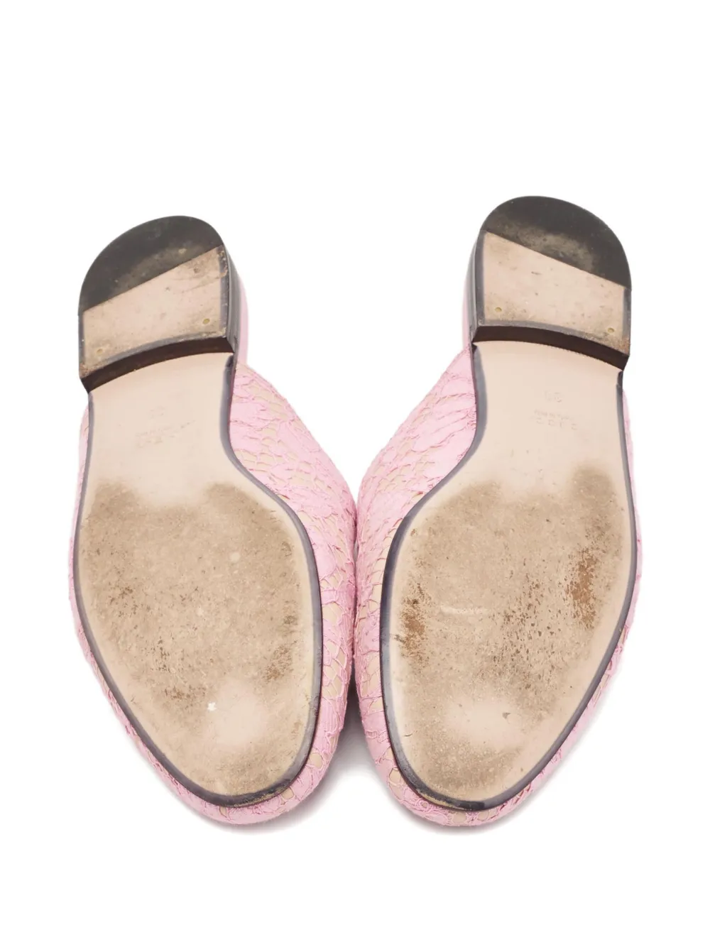Pre-owned Gucci Lace Horsebit Mules