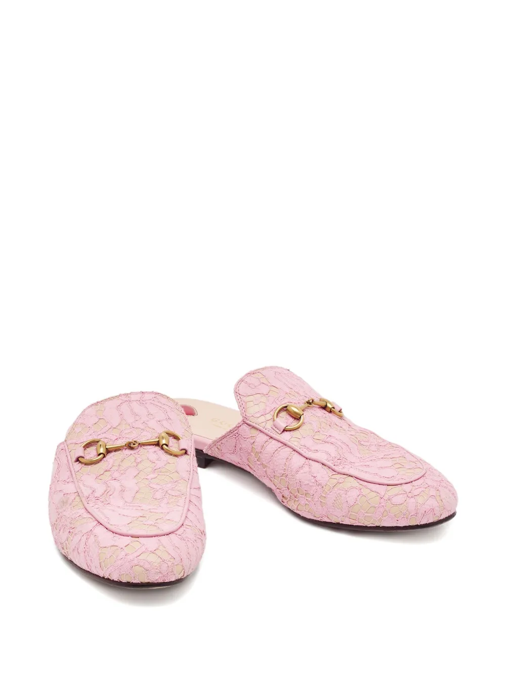 Pre-owned Gucci Lace Horsebit Mules