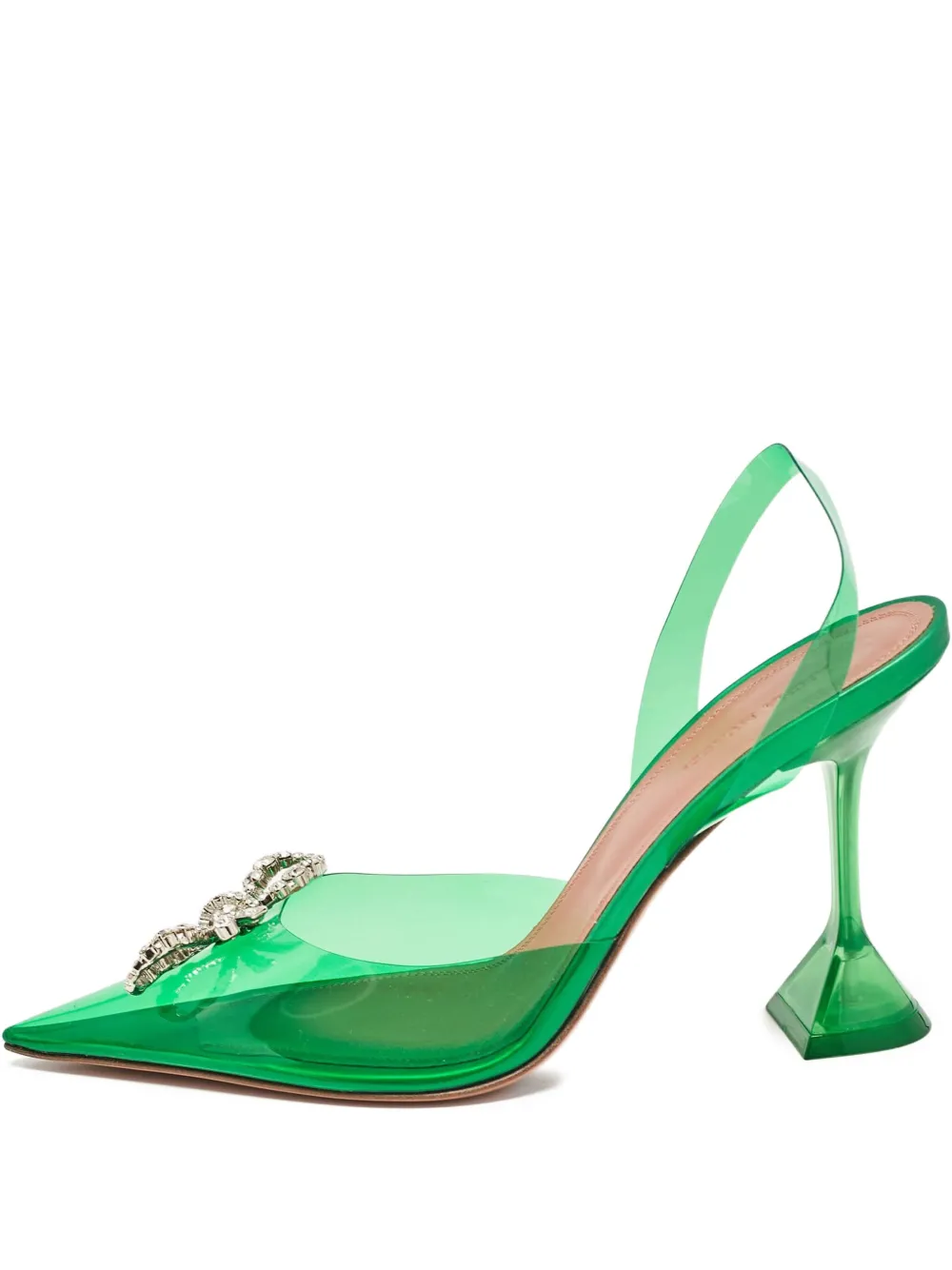 Amina Muaddi pre-owned 100mm Rosie transparent slingback pumps | Green | Image 1