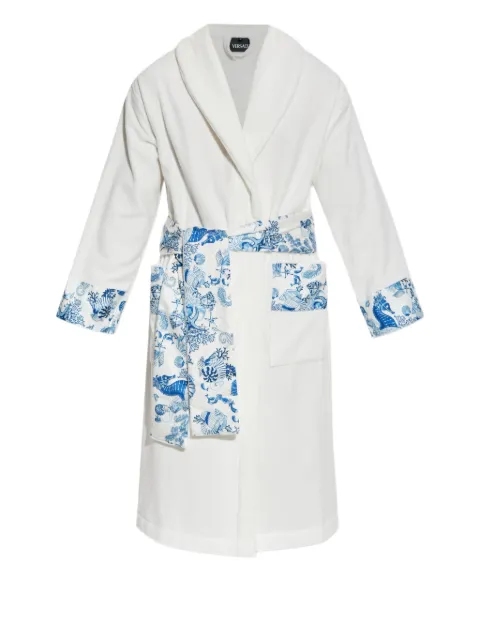 Versace floral-print belted robe