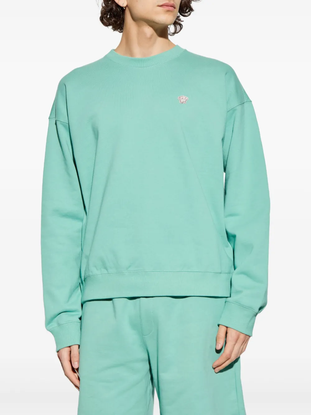 Shop Versace Cotton Embroidered-logo Sweatshirt