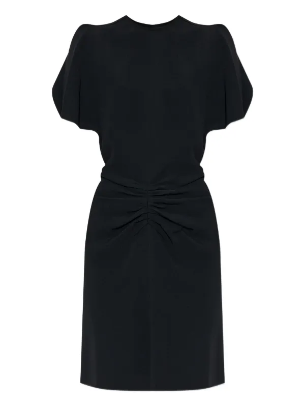 victoria beckham black mini dress Bela In cocktail gown tulip sleeve detail and Classy A-Line V-Neck Flutter Color:Black Linen